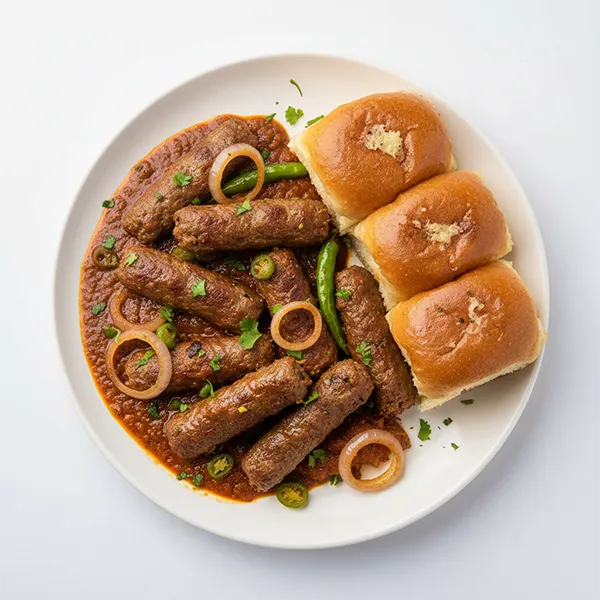 Street style mutton seekh kabab masala with butter pao